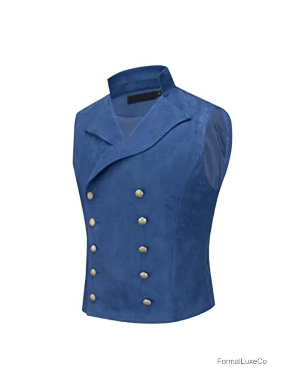 Men's Double Breasted Suede Vest Gothic Steampunk Sleeveless Waistcoat